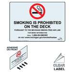 Smoking Is Prohibited On The Deck Label NHE-10620-Michigan-Reverse