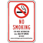 No Smoking For Info Call Sign NHE-10666-Michigan No Smoking