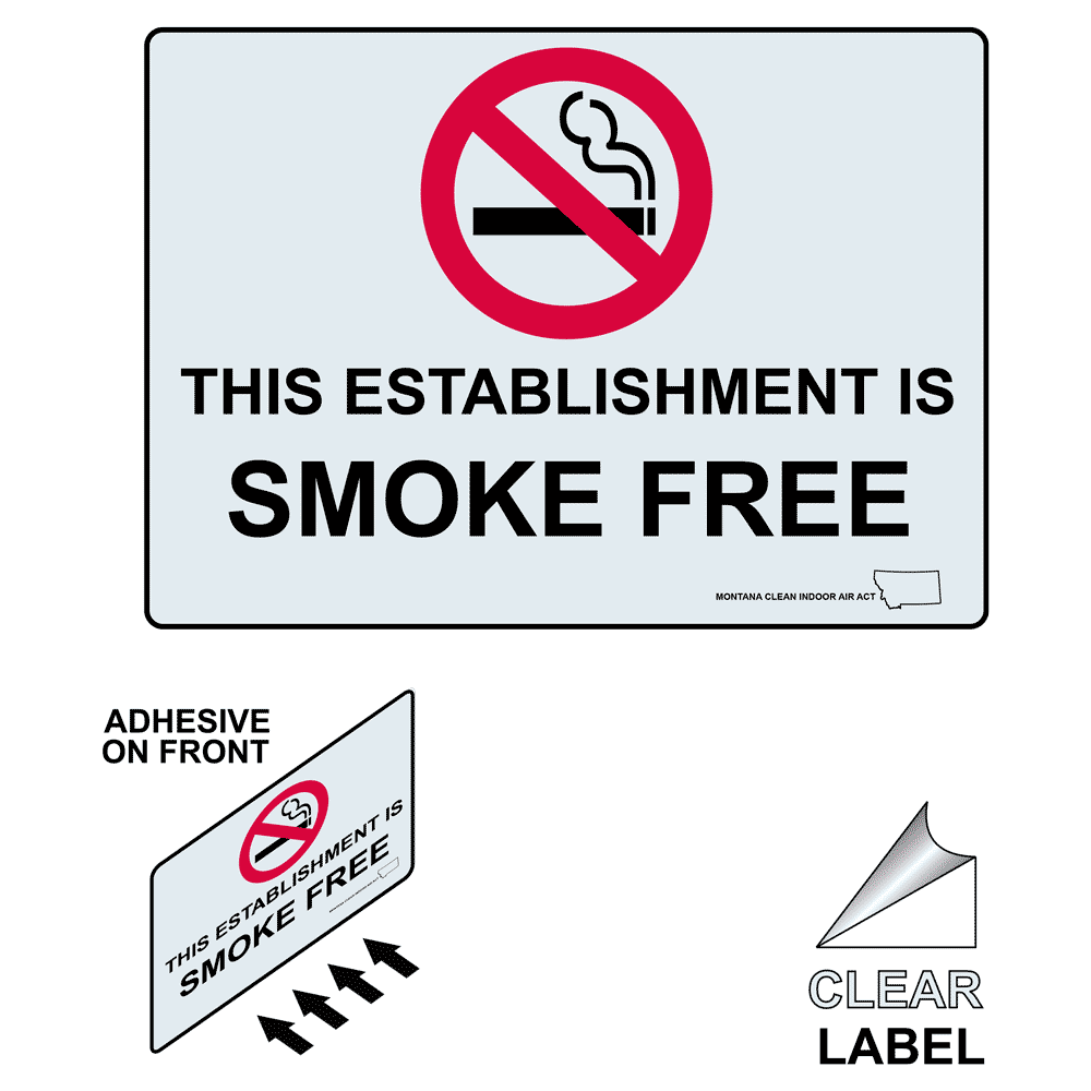 Montana This Establishment Is Smoke Free Label With Front Adhesive NHE-7434-Montana-Reverse