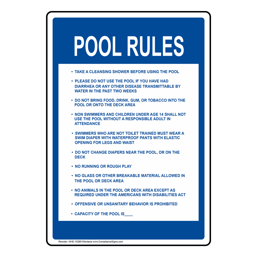 Montana Pool Rules Sign NHE-15285-Montana
