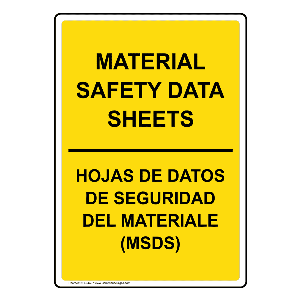 Material Safety Data Sheets Bilingual Sign NHB4467 Hazmat