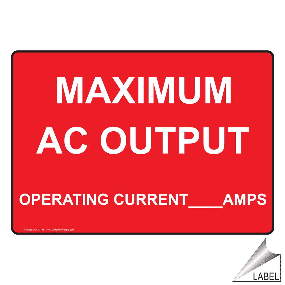 NEC Maximum Ac Output Operating Current Amps Label VLT 13448