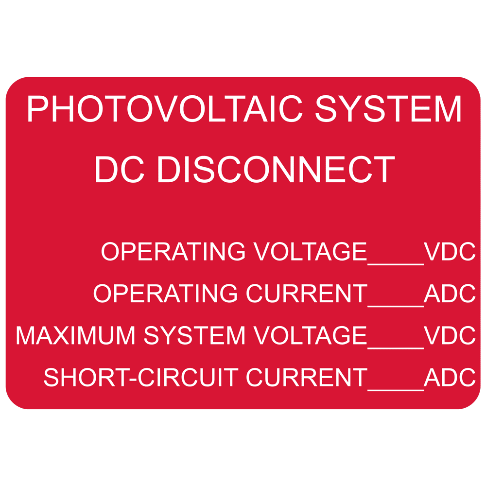 Red Engraved PHOTOVOLTAIC SYSTEM Sign EGRE-13278_White_on_Red