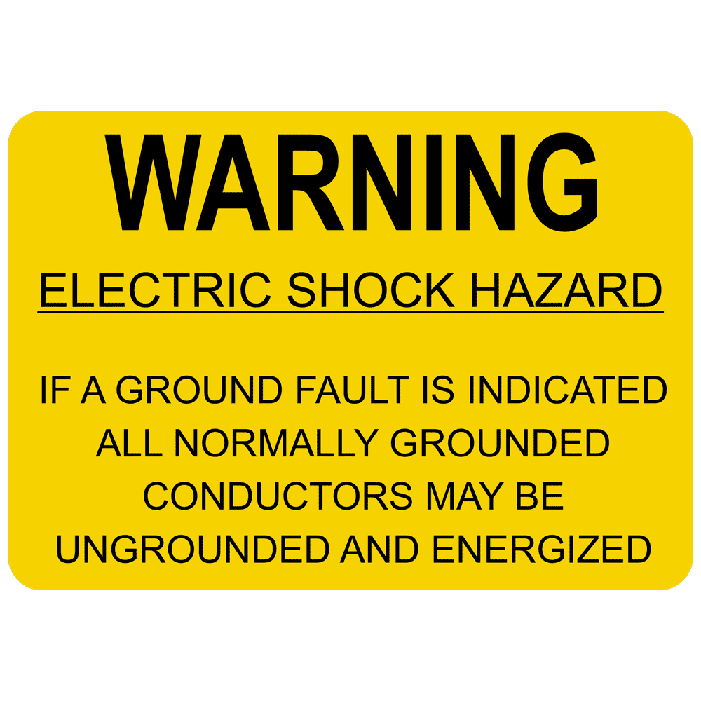 NEC Electric Shock Hazard Ground Engraved Sign EGRE13289BLKonYLW