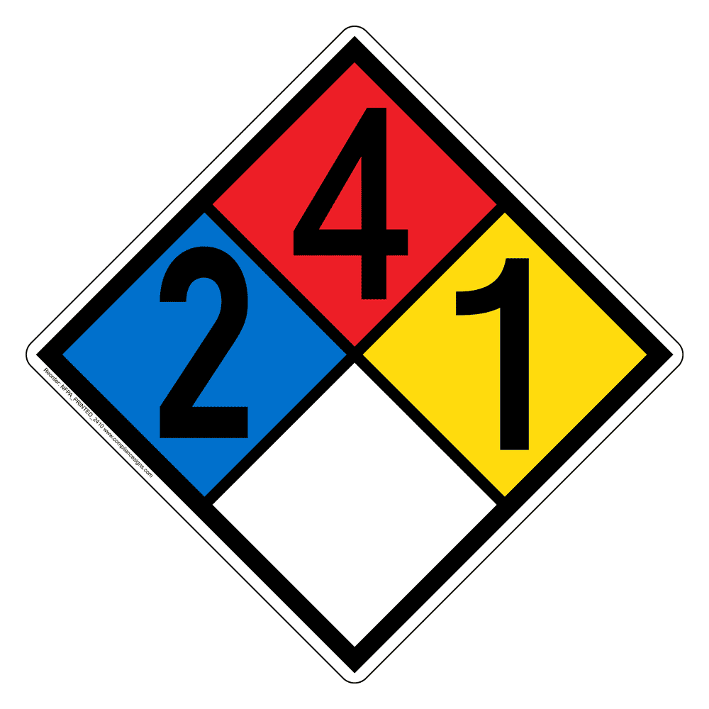 NFPA Diamond 2 4 1 0 Hazard Label Signs