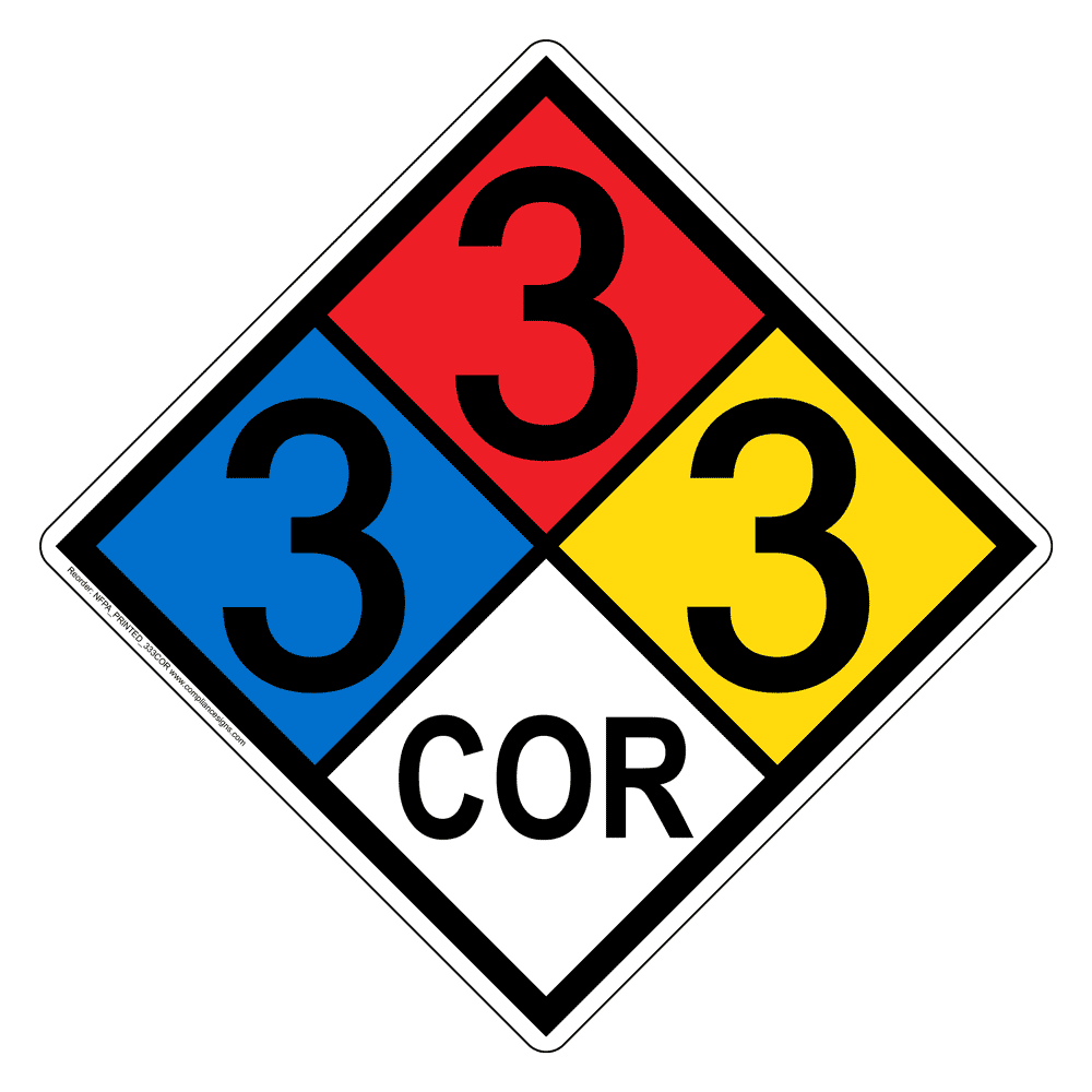 nfpa-diamond-3-3-3-cor-hazard-label-signs-corrosive