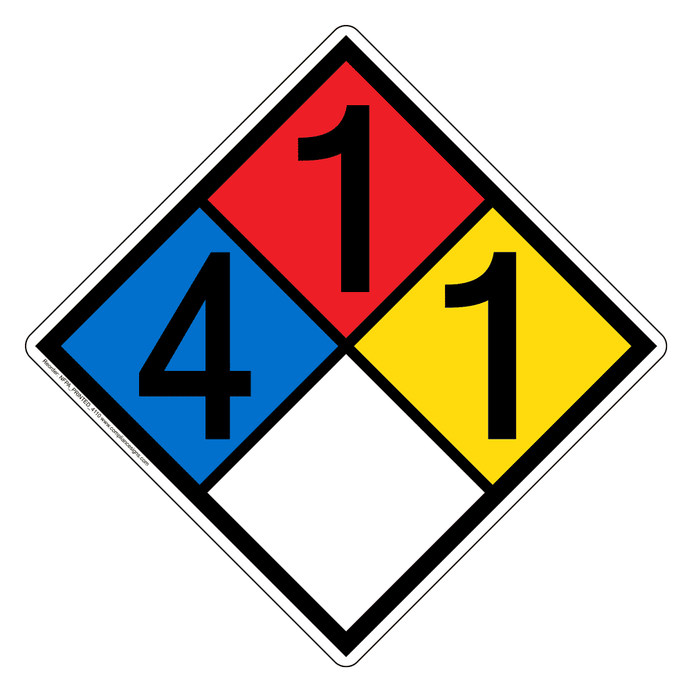 NFPA Diamond 4 1 1 0 Hazard Label Signs