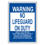 Warning No Lifeguard No Children Under The Age Of 15 Sign NHE-15164