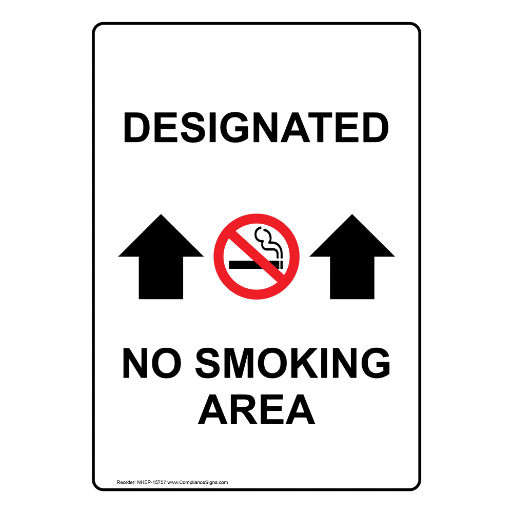 Portrait Designated No Smoking Area Sign With Symbol NHEP15757