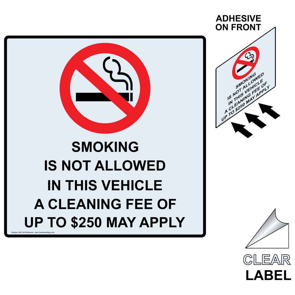 Smoking Not Allowed In Vehicle Custom Fee Label NHE18150Reverse
