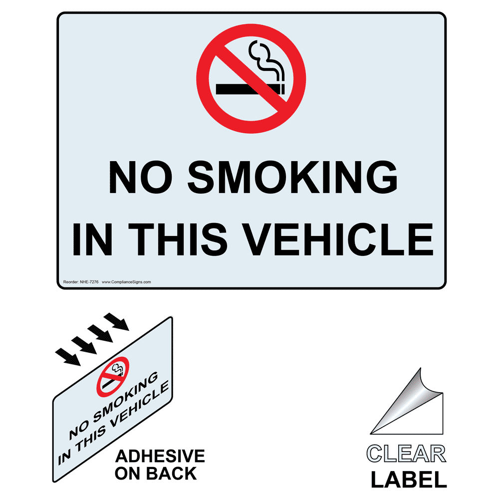 No Smoking or Vaping in this Vehicle Sign | No Smoking in Cars Sign (I