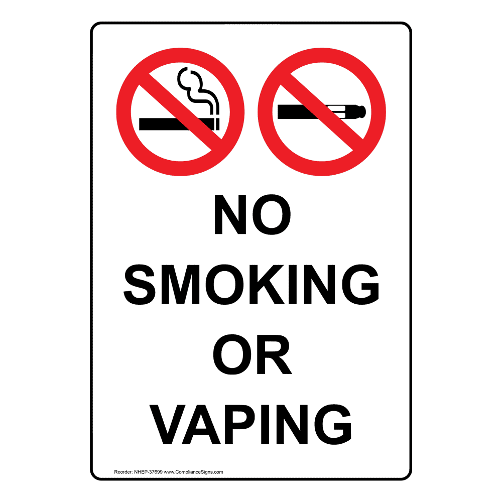 Portrait No Smoking Or Vaping Sign With Symbol NHEP-37699