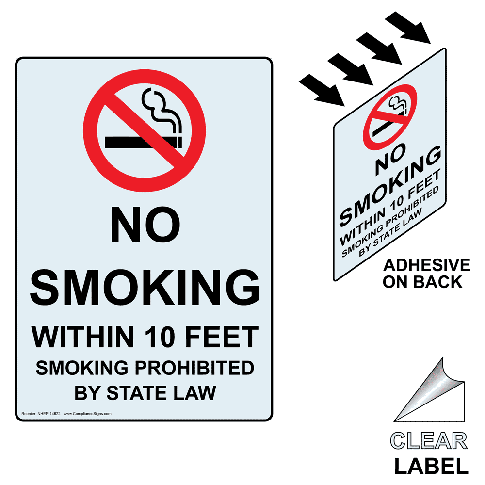 No SMOKING Adhesive Stickers Labels Signs x 10