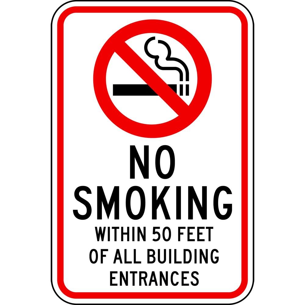 No Smoking Within 50 Feet Of All Building Entrances Sign NHE14681