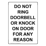 Portrait Do Not Ring Doorbell Or Knock On Door Sign NHEP-33371