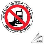No Texting Talking While Operating Vehicle Label LABEL-PROHIB-691