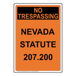 Portrait Nevada Statute 207.200 Sign NHEP-34286_ORNG-NV