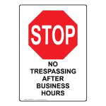 Portrait No Trespassing After Business Sign With Symbol NHEP-35115
