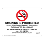 Smoking Prohibited In All State Buildings Sign NHE-10512-NorthCarolina