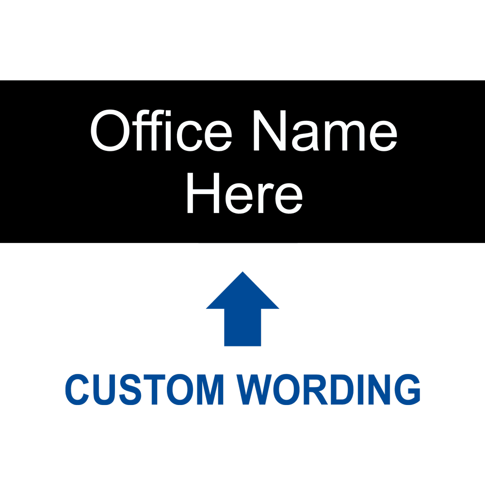 Office Name Custom Engraved Sign EGRECUSTOMOFFICEWHTonBLK