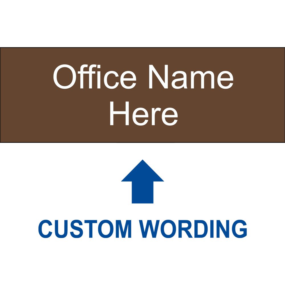 Office Name Custom Engraved Sign EGRE-CUSTOM-OFFICE-WHTonBrown