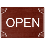 Open Engraved Sign EGRE-17939-WHTonCNMN Dining / Hospitality / Retail
