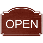 Open Engraved Sign EGRE-17940-WHTonCNMN Dining / Hospitality / Retail