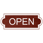 Open Engraved Sign EGRE-17942-WHTonCNMN Dining / Hospitality / Retail