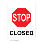 Portrait Closed Sign With Symbol NHEP-32451