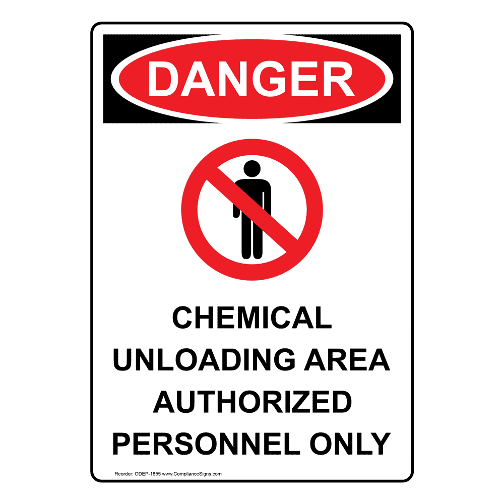 Portrait OSHA Chemical Unloading Sign With Symbol ODEP1655