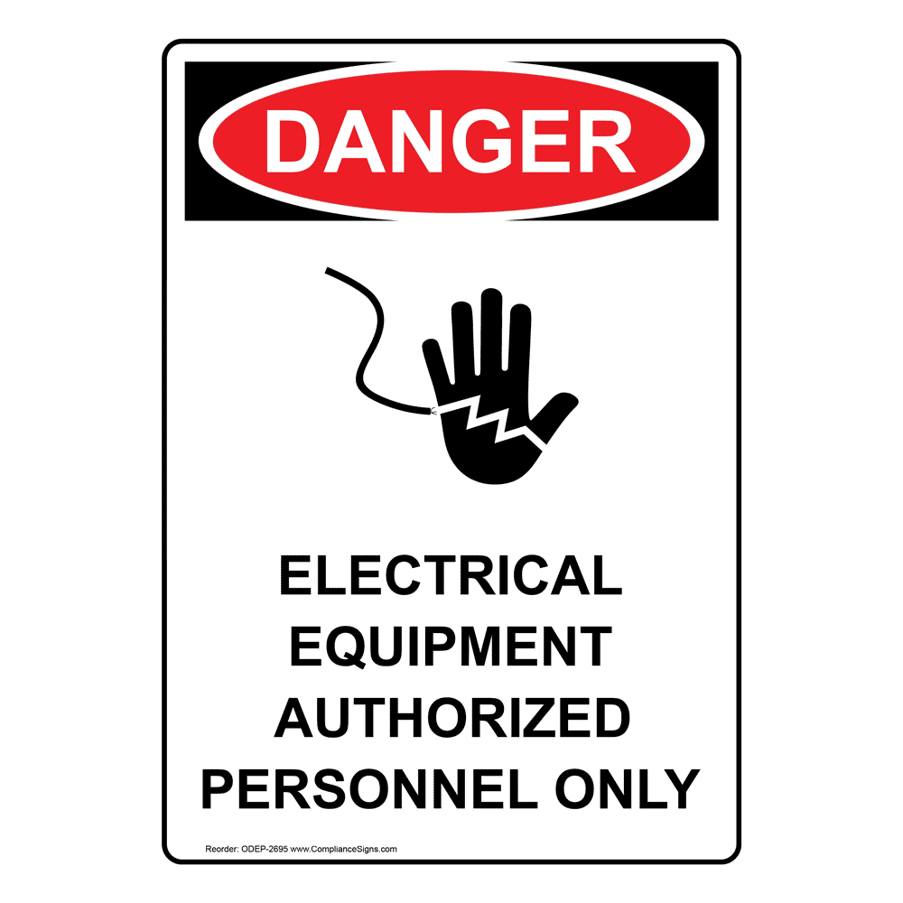 Portrait OSHA Electrical Equipment Sign With Symbol ODEP2695