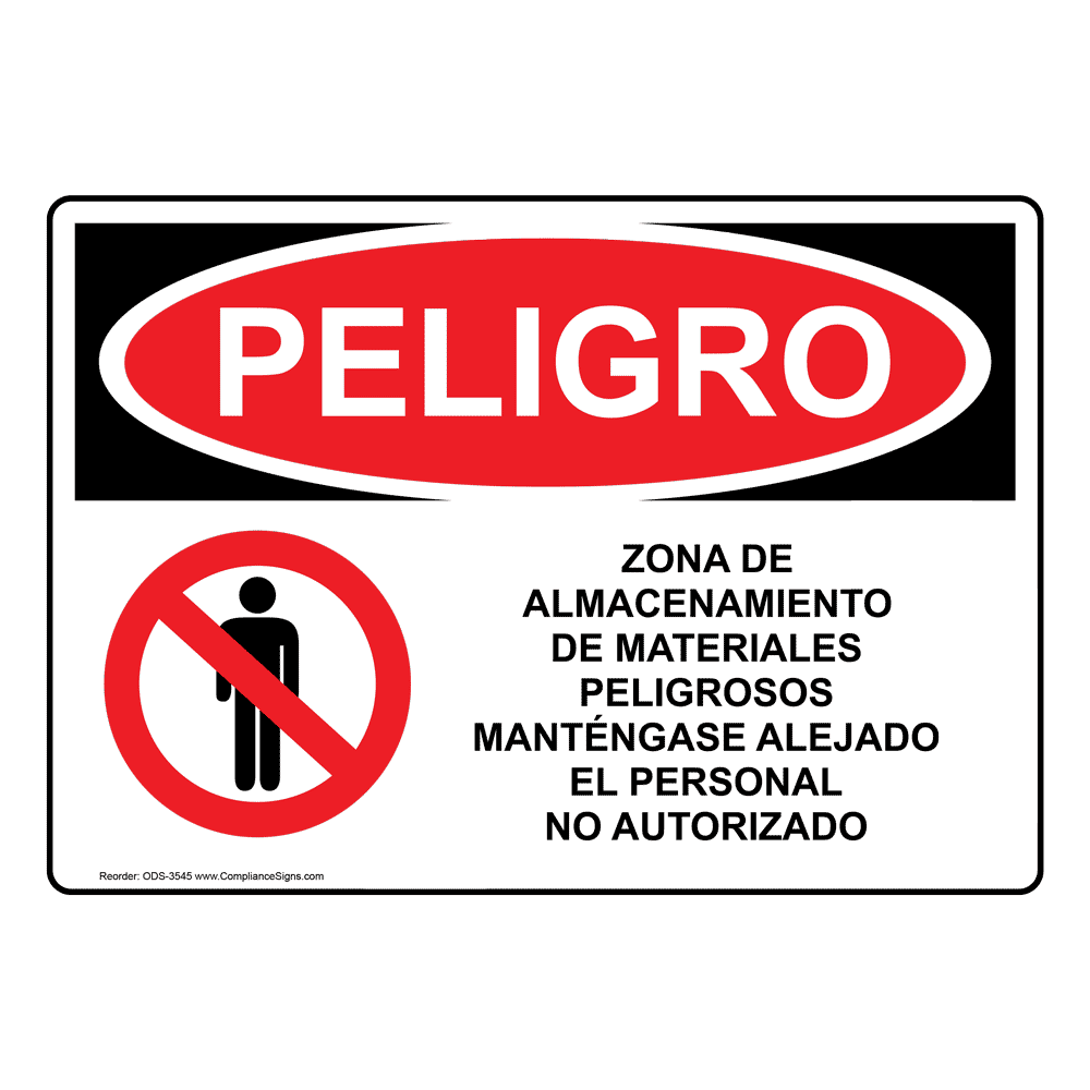 OSHA DANGER Hazardous Material Storage Spanish Sign ODS3545