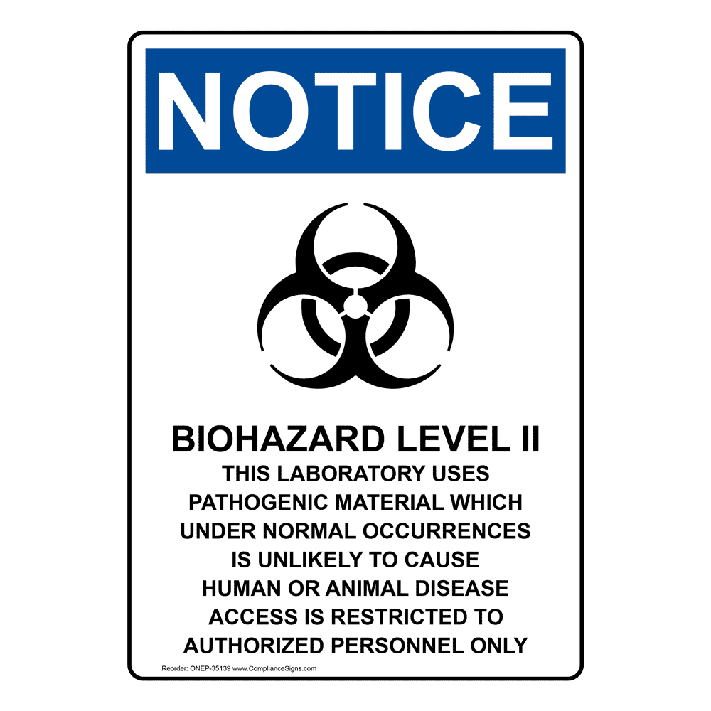 Portrait OSHA Biohazard Level II Sign With Symbol ONEP35139
