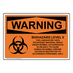 OSHA Biohazard Level II This Laboratory Sign With Symbol OWE-35139