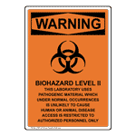 Portrait OSHA Biohazard Level II Sign With Symbol OWEP-35139