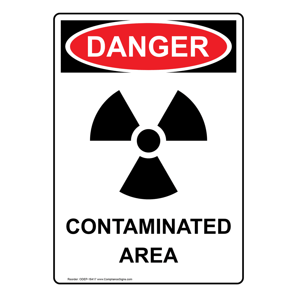 Portrait OSHA Contaminated Area Sign With Symbol ODEP-16417