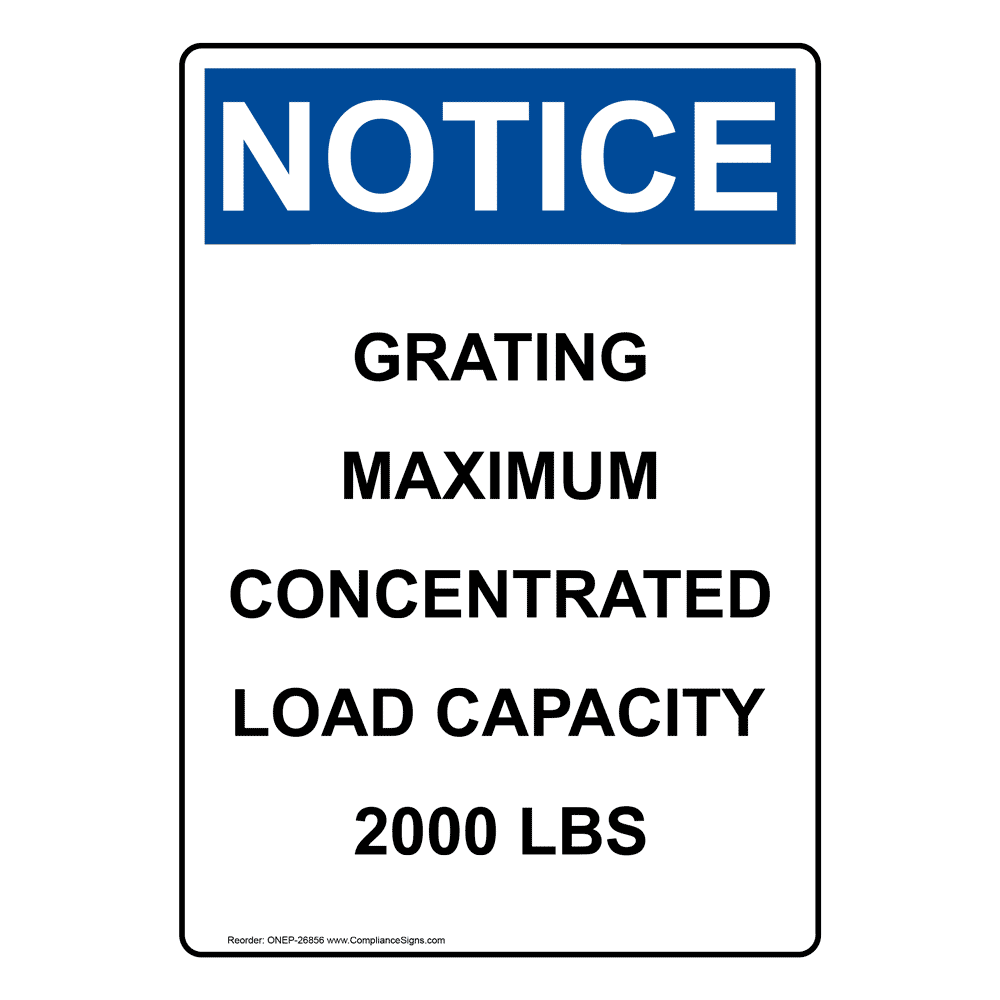 Portrait OSHA NOTICE Maximum Rack Capacity Per Sign ONEP26867