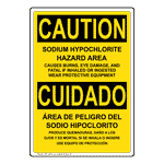 OSHA CAUTION Sodium Hypochlorite Hazard Area Bilingual Sign OCB-16404