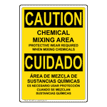 OSHA CAUTION Chemical Mixing Area Bilingual Sign OCB-16406 Chemical