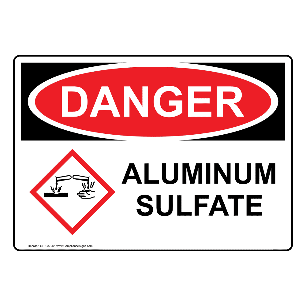 Portrait OSHA Aluminum Sulfate Sign With GHS Symbol ODEP37261