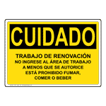 OSHA CAUTION Renovation Work Do Not Enter Spanish Sign OCS-13025
