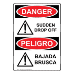 OSHA DANGER Sudden Drop Off With Symbol Bilingual Sign ODB-5930