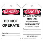 OSHA Do Not Operate - Do Not Remove This Tag! Safety Tag CS656024
