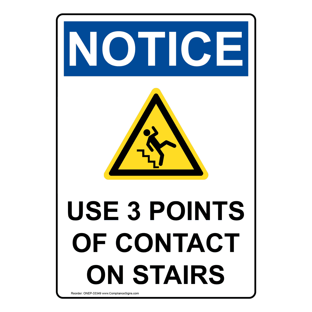 OSHA Use 3 Points Of Contact On Stairs Sign With Symbol ONE33349