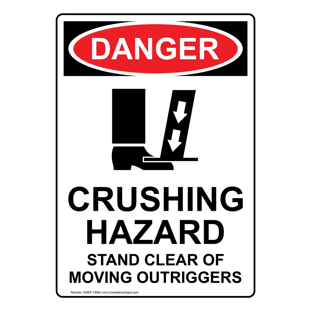 Portrait OSHA Crushing Hazard Stand Sign With Symbol ODEP13082