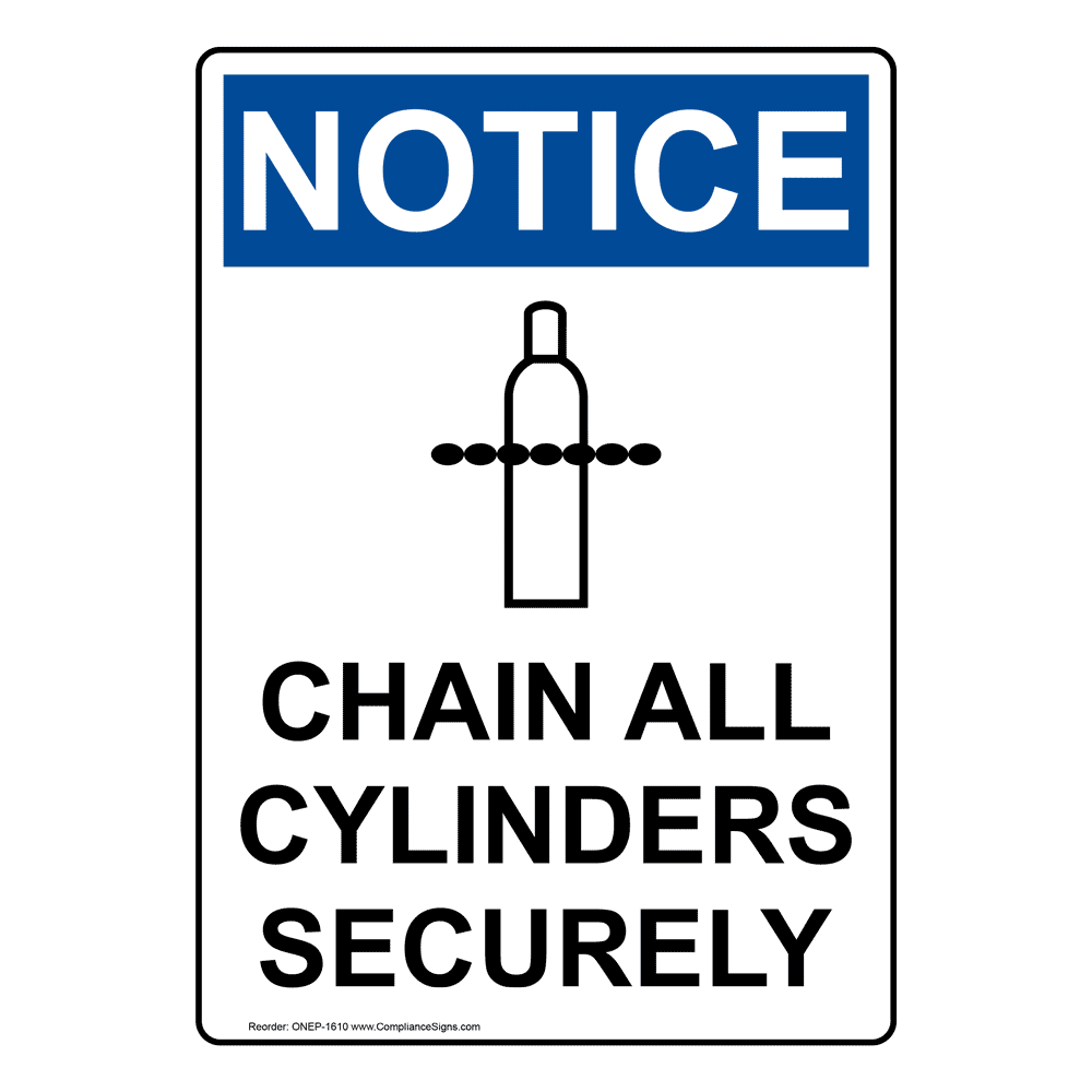 Portrait OSHA Chain All Cylinders Securely Sign With Symbol ONEP1610