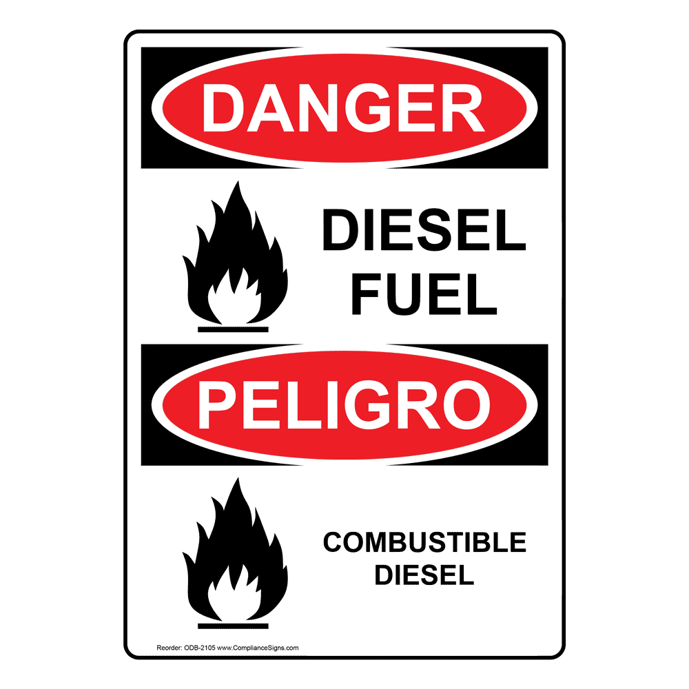 Fuel Signage OSHA Diesel Fuel - Combustible Diesel Sign ODB-2105