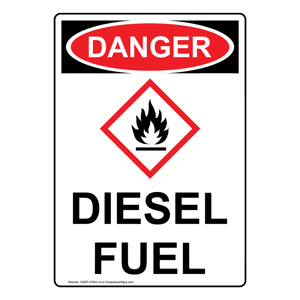 Portrait OSHA Diesel Fuel Flammable Sign With Symbol ODEP2115