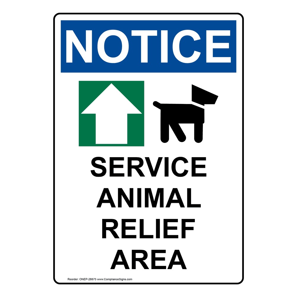 Portrait OSHA Service Animal Relief Sign With Symbol ONEP-28875