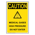 Portrait OSHA CAUTION Medical Gases Sign With Symbol OCEP-28561